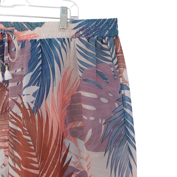 NWOT Jantzen Relaxed Lounge Pants Sz 2X Multicolor Palm Print Tropical Pull On - Picture 4 of 10